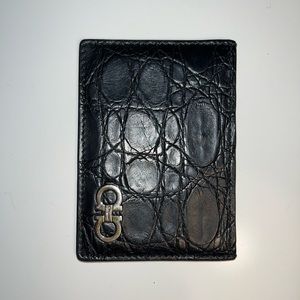 Salvatore Ferragamo pebbled leather card holder